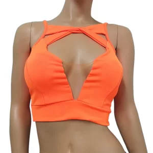 Croptop naranjo fluor moda academia brasilero