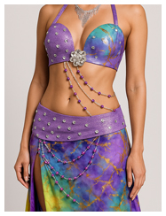 Traje para danza arabe diseño exclusivo. Lycra batik lila y pedreria brasilera. Manal