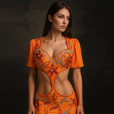 Traje Profesional Egipcio bordado a mano para danza arabe, bellydance, danza del vientre.