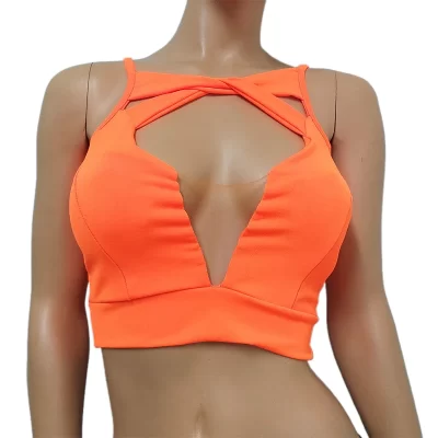 Croptop naranjo fluor moda academia brasilero