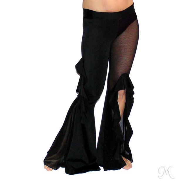 Pantalón para danza árabe acampanado con vuelos.