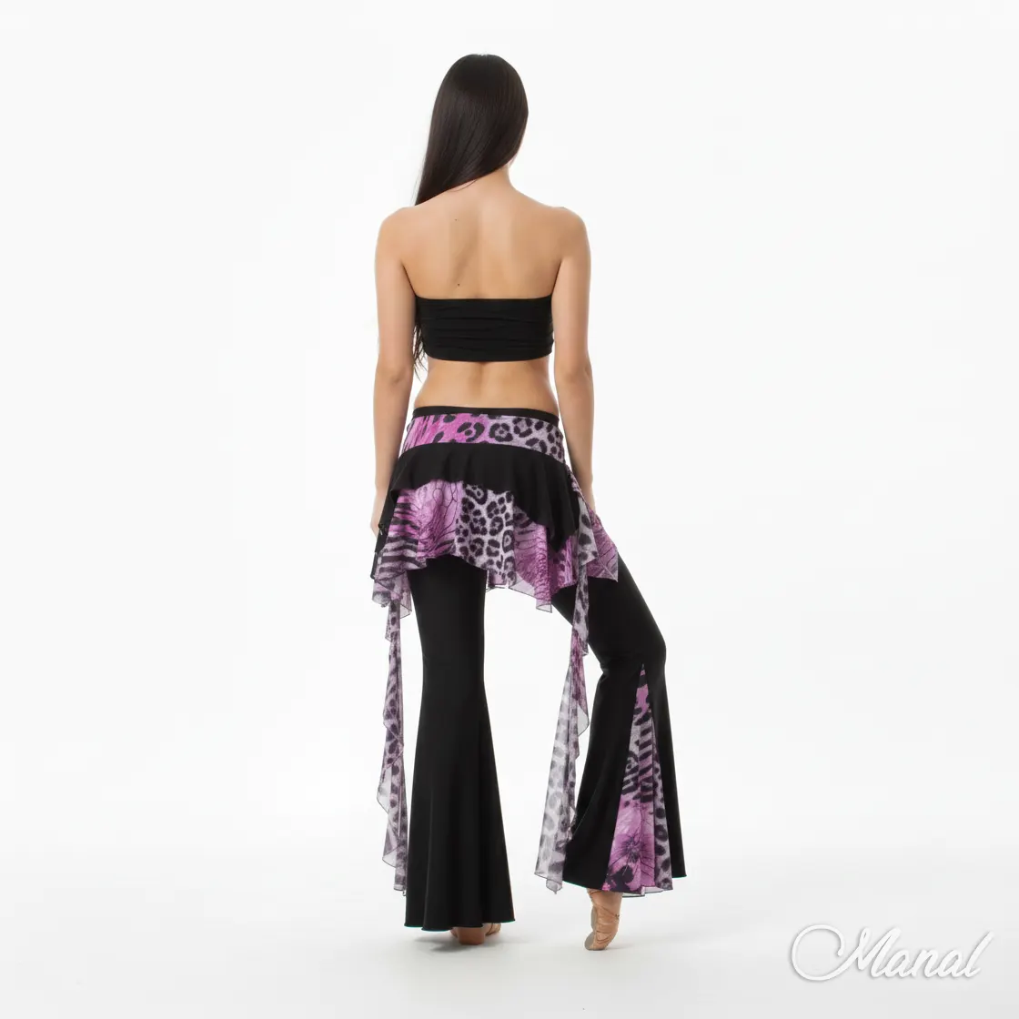 espalda conjunto pantal贸n y faldita para danza arabe manal